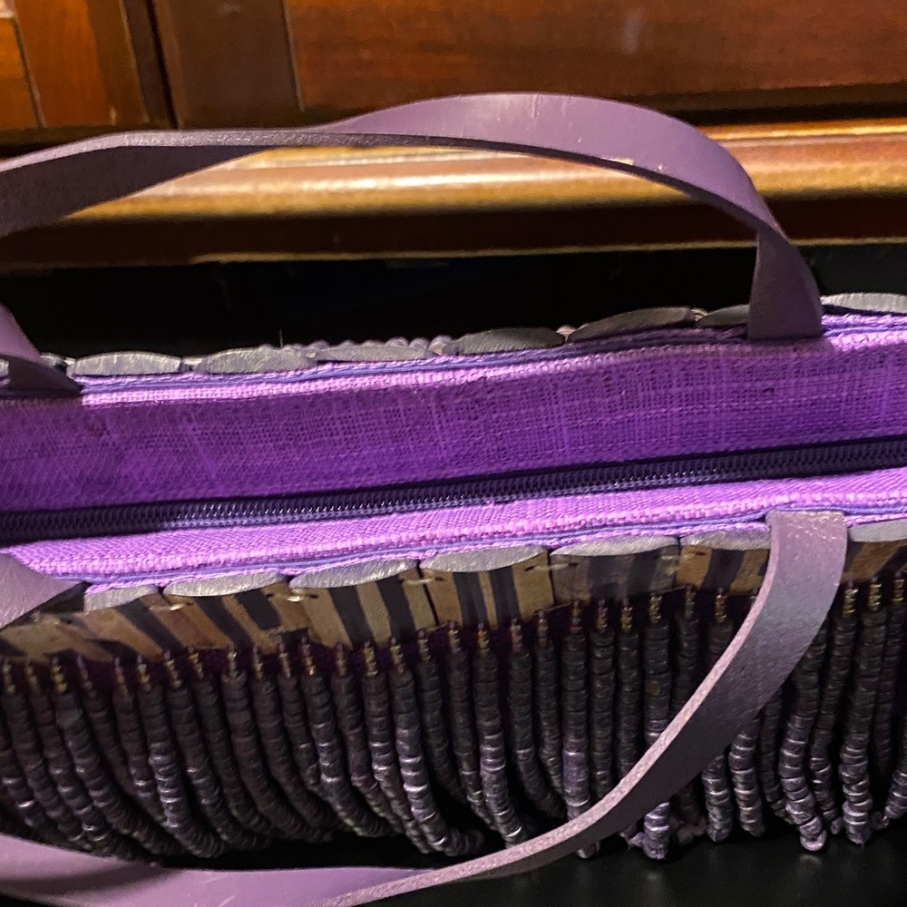 Purple Beaded Women's Bag - Picture 7 of 16
